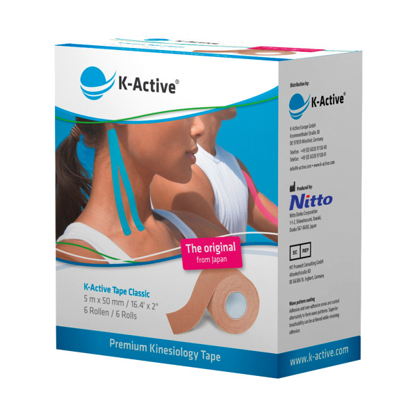 цена Кинезиотейп K-Active Tape Classic бежевый