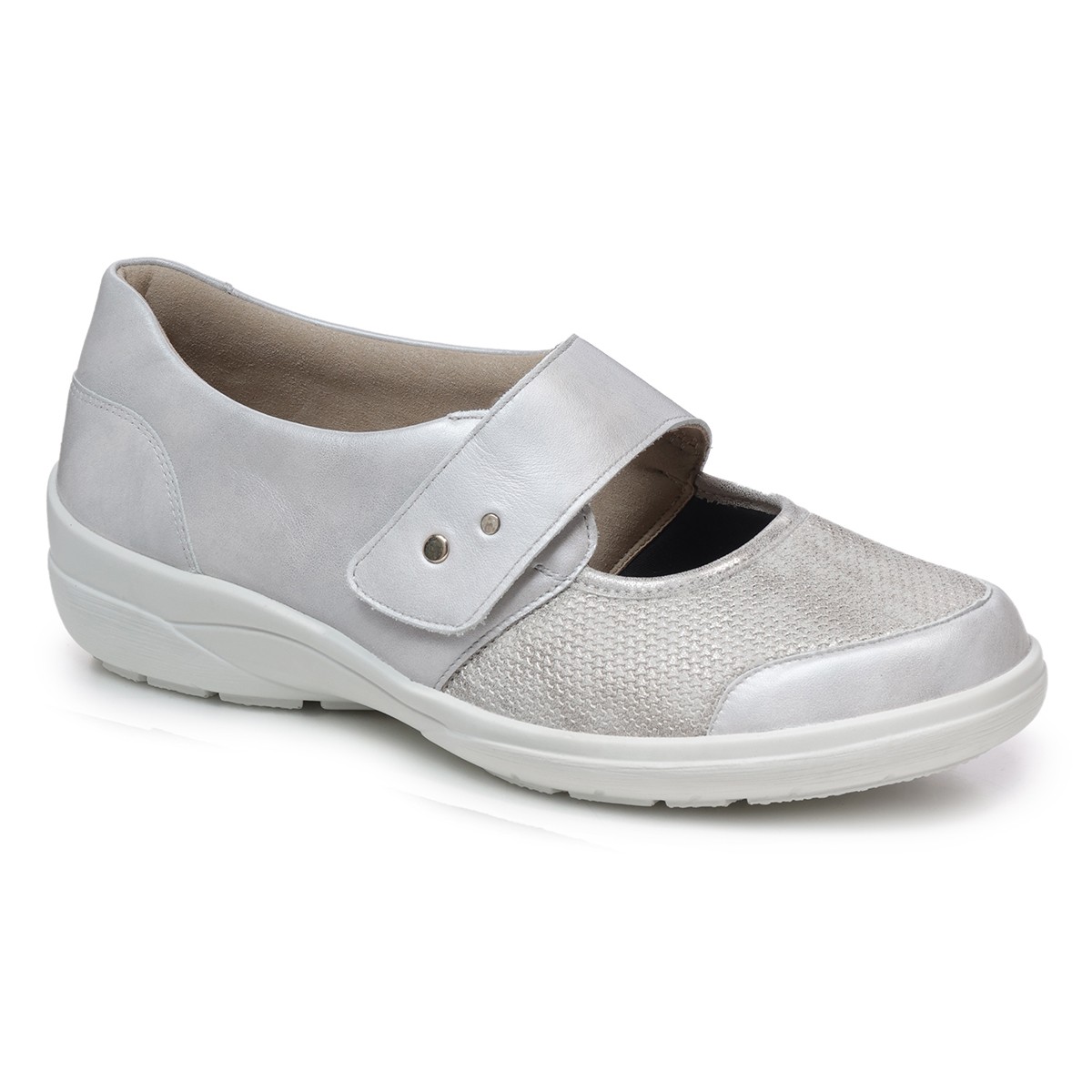 цена Женские туфли Мэри Джейн Maike, Solidus (линия Solicare Soft), серебристо-серые