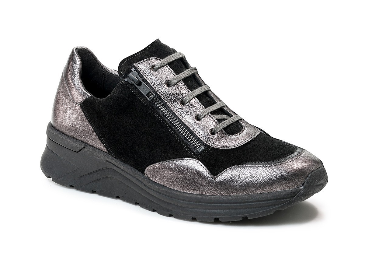 Женские кроссовки Karma, Solidus, черный + серебристый металлик