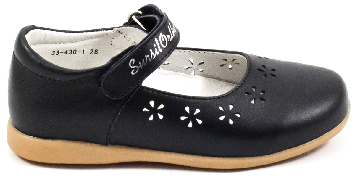 Туфли Мери Джейн всесезонные для девочки Sursil-Ortho чёрные туфли для девочки sursil ortho всесезонные