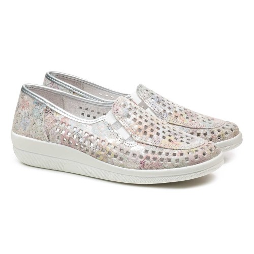 Летние женские туфли Ilse, Frankenschuhe, белый, коричневый, цветочный принт фото 2