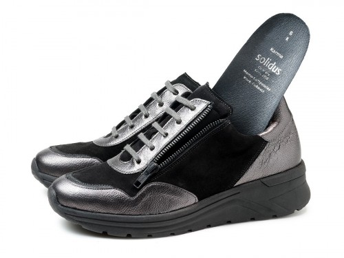 Женские кроссовки Karma, Solidus, черный + серебристый металлик фото 8