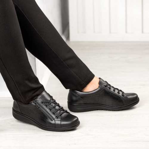 Кроссовки демисезонные женские Solidus Kate чёрные кожаные фото 2