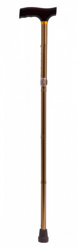 Трость алюминиевая телескопическая складная с Т-образной деревянной ручкой