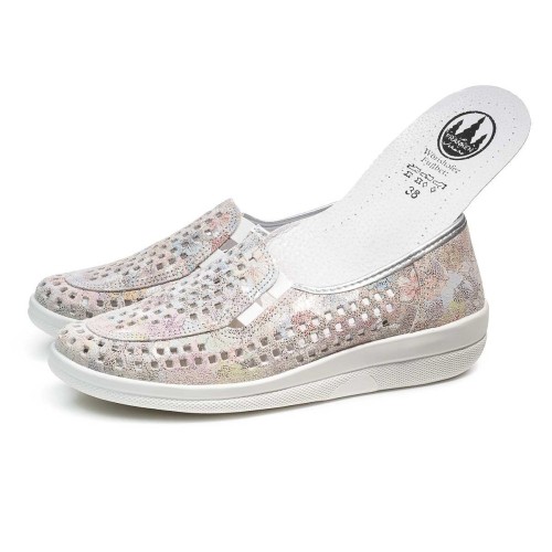 Летние женские туфли Ilse, Frankenschuhe, белый, коричневый, цветочный принт фото 9